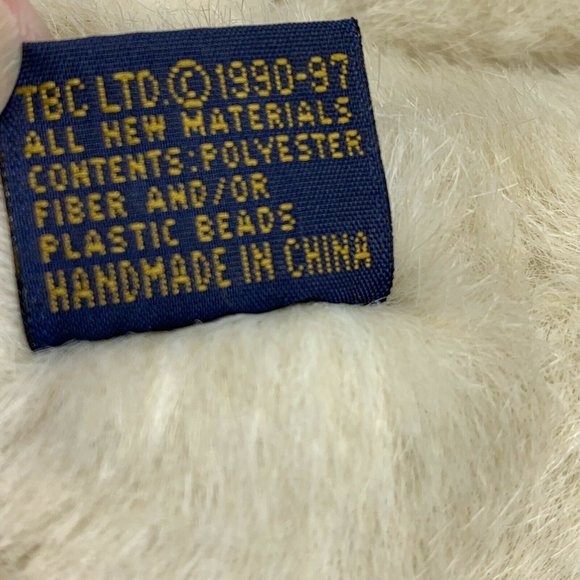 Boyds Bears MacMillan Jointed Bear Cream White 9 in Purple Bow Taupe Paws Plush - Picture 7 of 7